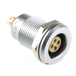 1 pcs - Lemo Circular Connector, 4 Contacts, Panel Mount, Socket, Female, IP68, 0T Series