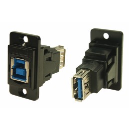 1 pcs - RS PRO Straight, Panel Mount, Socket to Socket Type B to A 3.0 USB Connector