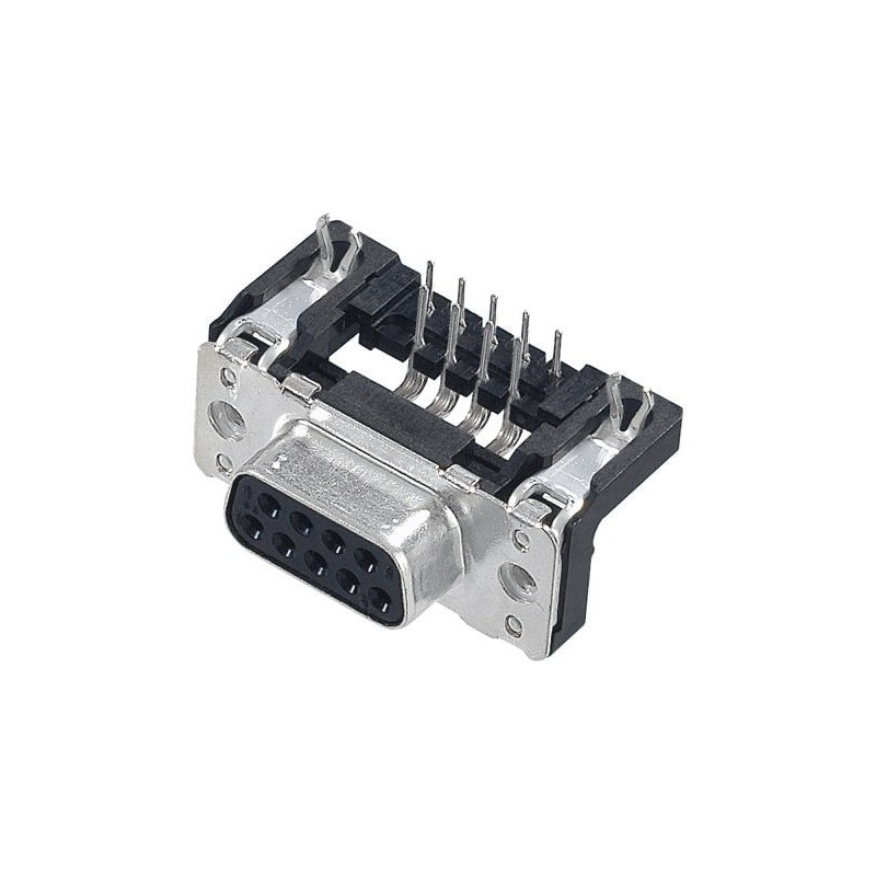 1 pcs - Harting D-Sub Standard 9 Way Right Angle Through Hole D-sub Connector Socket, 2.74mm Pitch, with Boardlocks, M3