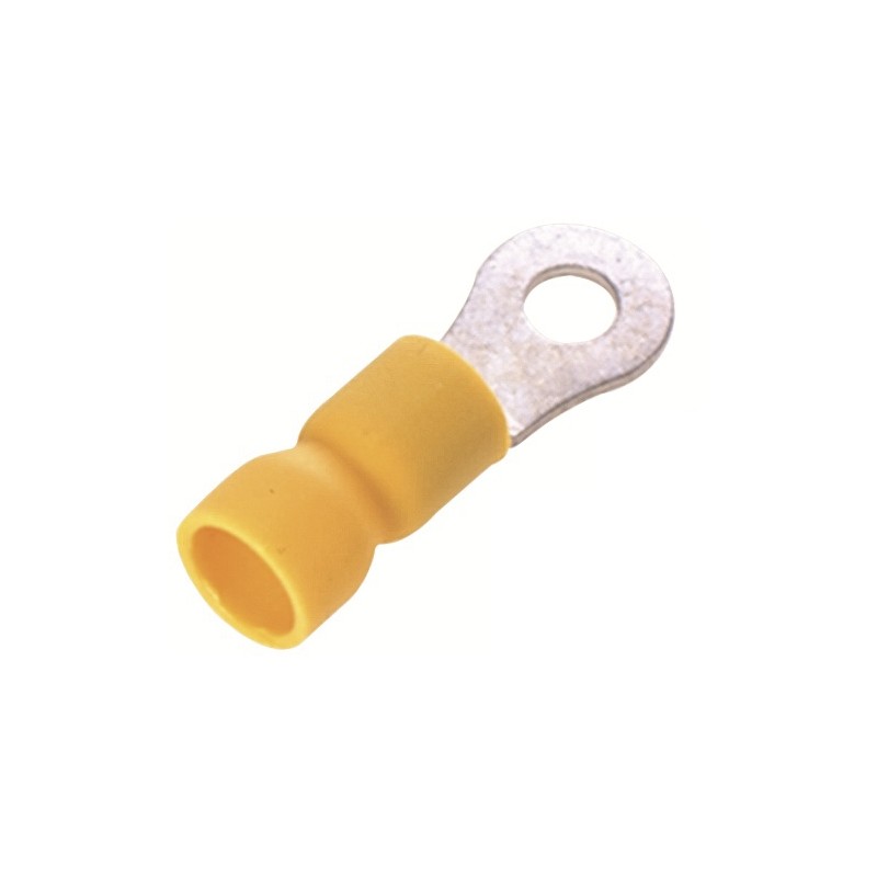 100 pcs - RS PRO Insulated Ring Terminal, 4.3mm Stud Size, 4mm² to 6mm² Wire Size, Yellow