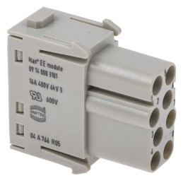 1 pcs - Han-Modular Series Female Module, 8 Way, 2 Row, Rated At 16A, 40 V, Han EE