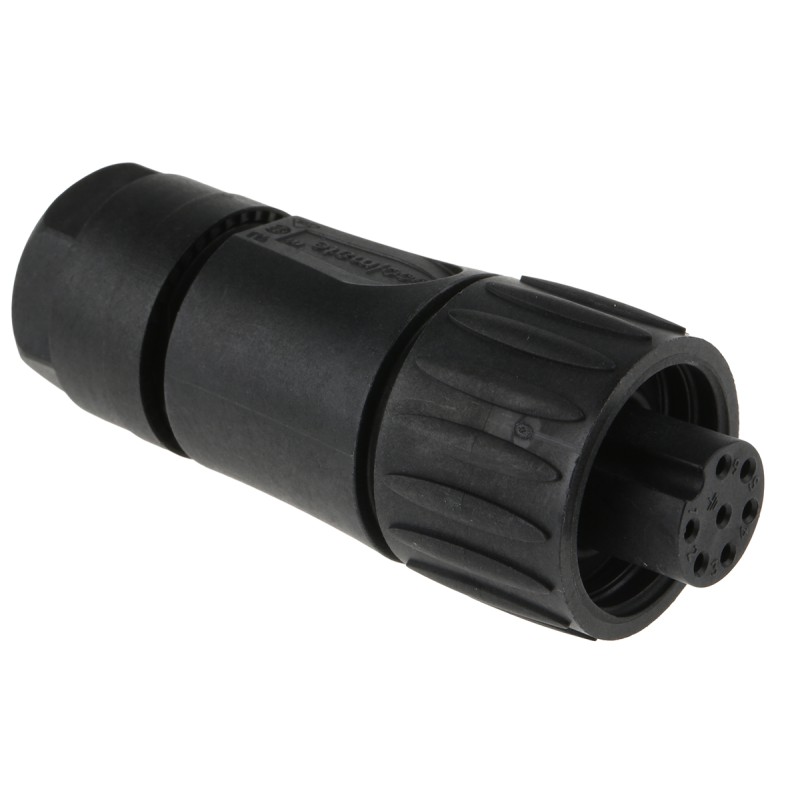 1 pcs - Amphenol Industrial Circular Connector, 6 + PE Contacts, Cable Mount, Socket, IP65, IP67, Ecomate Series