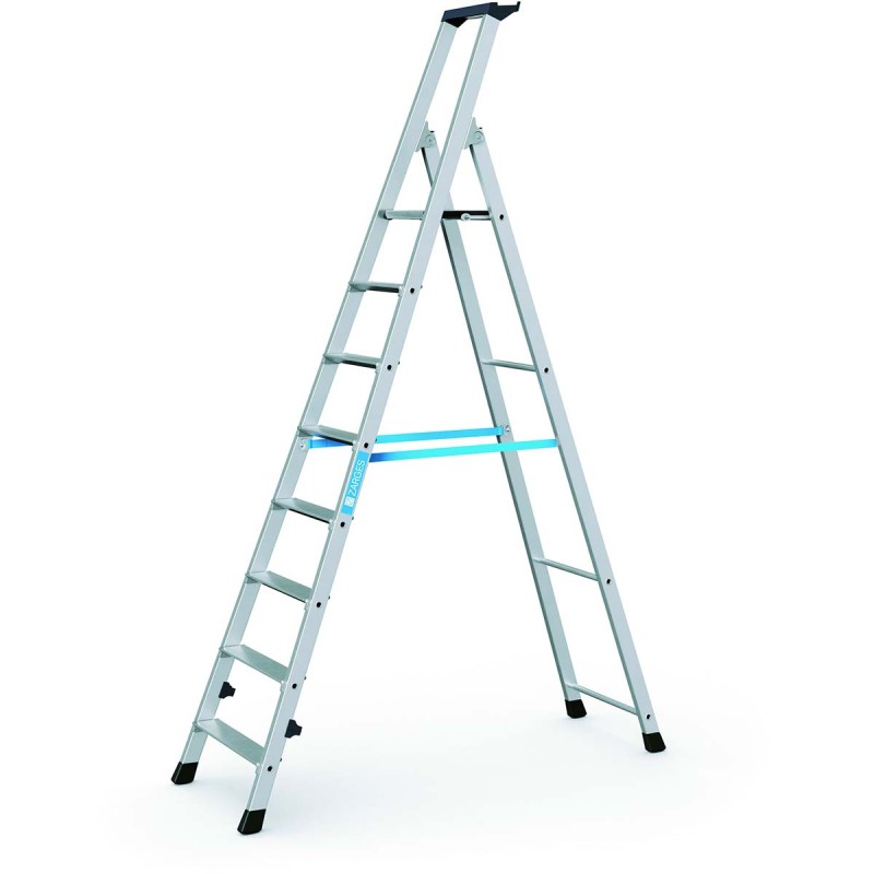 1 pcs - Zarges Aluminium 8 steps Step Ladder, 1.7m platform height, 2.29m open length