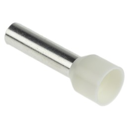 100 pcs - RS PRO Insulated Crimp Bootlace Ferrule, 18mm Pin Length, 4.9mm Pin Diameter, 10mm² Wire Size, Ivory