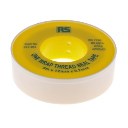 1 pcs - RS PRO White PTFE Tape, 5m x 12mm x 0.2mm