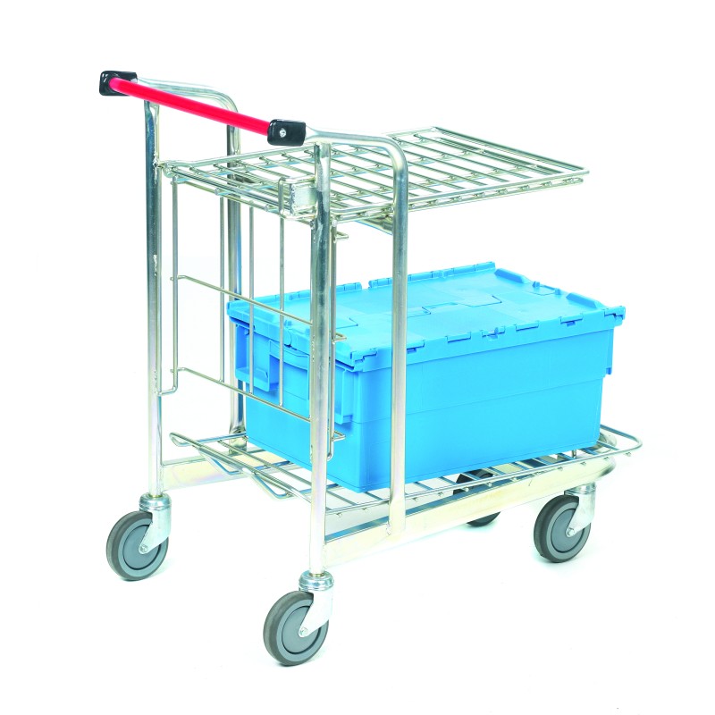 1 pcs - RS PRO 2 Shelf Aluminium Retail Stock Trolley Trolley, 520 x 890mm, 50kg Load