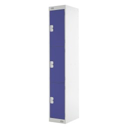1 pcs - RS PRO 3 Door Steel Blue Storage Locker, 1800 mm x 300 mm x 450mm