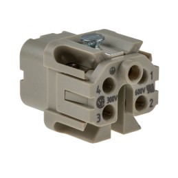 1 pcs - HARTING Heavy Duty Power Connector Insert, 10A, Female, Han A Series, 4 Contacts