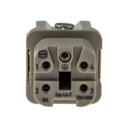 1 pcs - HARTING Heavy Duty Power Connector Insert, 10A, Female, Han A Series, 4 Contacts