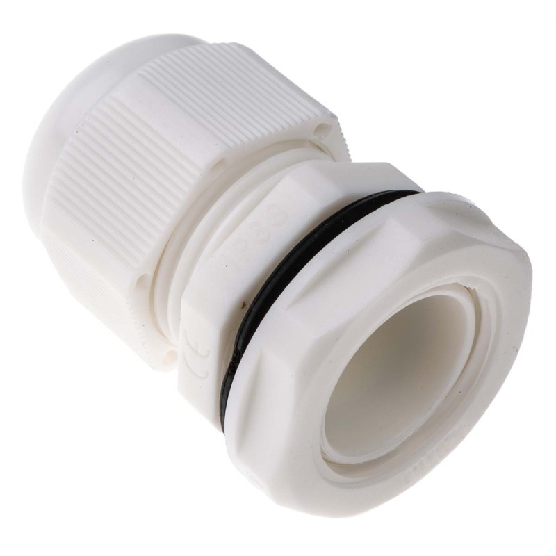 10 pcs - HellermannTyton NGM Series White Nylon Cable Gland, M20 Thread, 6mm Min, 12mm Max, IP68
