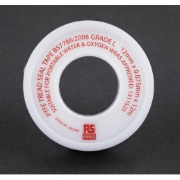 1 pcs - RS PRO White PTFE Tape, 12m x 12mm x 0.075mm