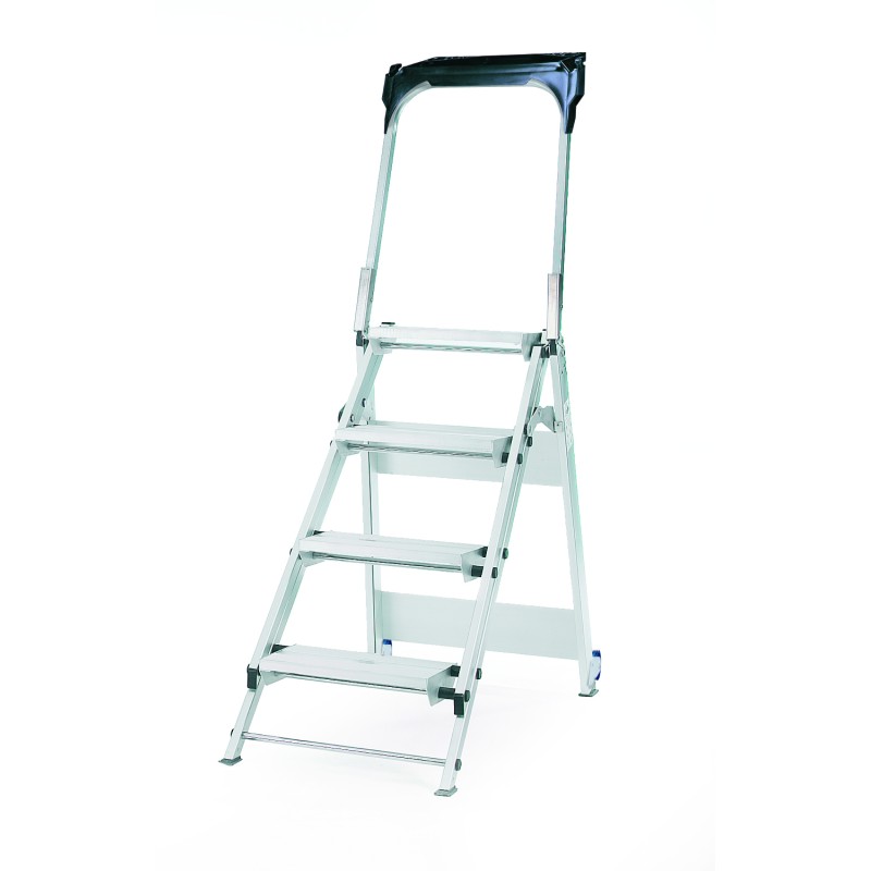 1 pcs - RS PRO 4 Tread Aluminium Steps 0.88m Platform Height, Silver