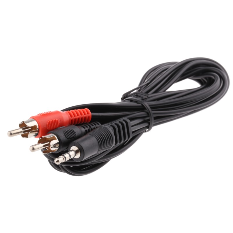 1 pcs - RS PRO Male 3.5mm Stereo Jack to Male RCA x 2 Aux Cable, Black, 2m