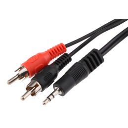 1 pcs - RS PRO Male 3.5mm Stereo Jack to Male RCA x 2 Aux Cable, Black, 2m
