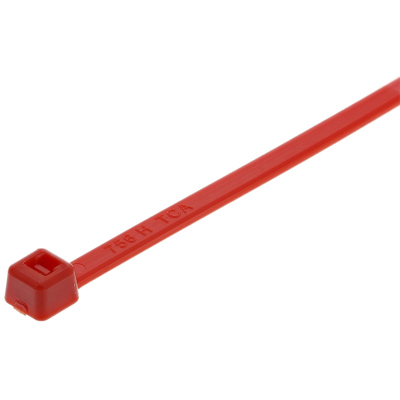 1 Bag of 100 - HellermannTyton Cable Tie, Inside Serrated, 100mm x 2.5 mm, Red Polyamide 6.6 (PA66), Pk-100