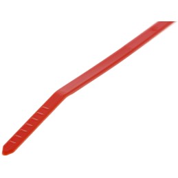 1 Bag of 100 - HellermannTyton Cable Tie, Inside Serrated, 100mm x 2.5 mm, Red Polyamide 6.6 (PA66), Pk-100