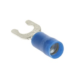100 pcs - RS PRO Insulated Crimp Spade Connector, 1.5mm² to 2.5mm², 16AWG to 14AWG, 5.3mm Stud Size Vinyl, Blue