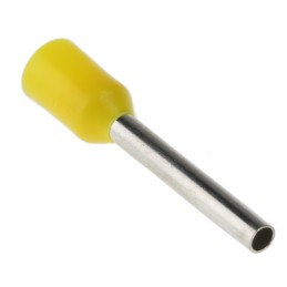 100 pcs - RS PRO Insulated Crimp Bootlace Ferrule, 12mm Pin Length, 1.7mm Pin Diameter, 1mm² Wire Size, Yellow