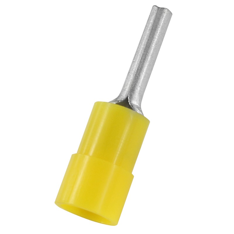 100 pcs - RS PRO Insulated Crimp Pin Connector, 4mm² to 6mm², 12AWG to 10AWG, 2.8mm Pin Diameter, 14mm Pin Length, Yellow