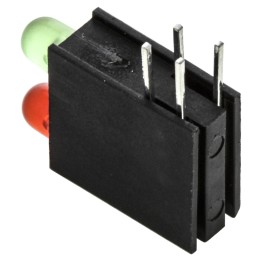 10 pcs - 553-0212-200F Dialight 553-0212-200F, Green & Red Right Angle PCB LED Indicator, 2 LEDs, Through Hole 2.2 V