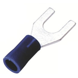 100 pcs - RS PRO Insulated Crimp Spade Connector, 1.5mm² to 2.5mm², 16AWG to 14AWG, 4.3mm Stud Size Vinyl, Blue