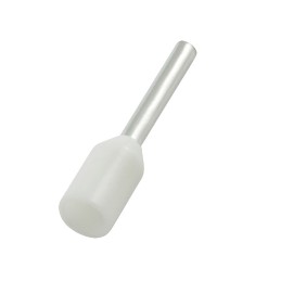 100 pcs - RS PRO Insulated Crimp Bootlace Ferrule, 8mm Pin Length, 1.5mm Pin Diameter, 0.75mm² Wire Size, White