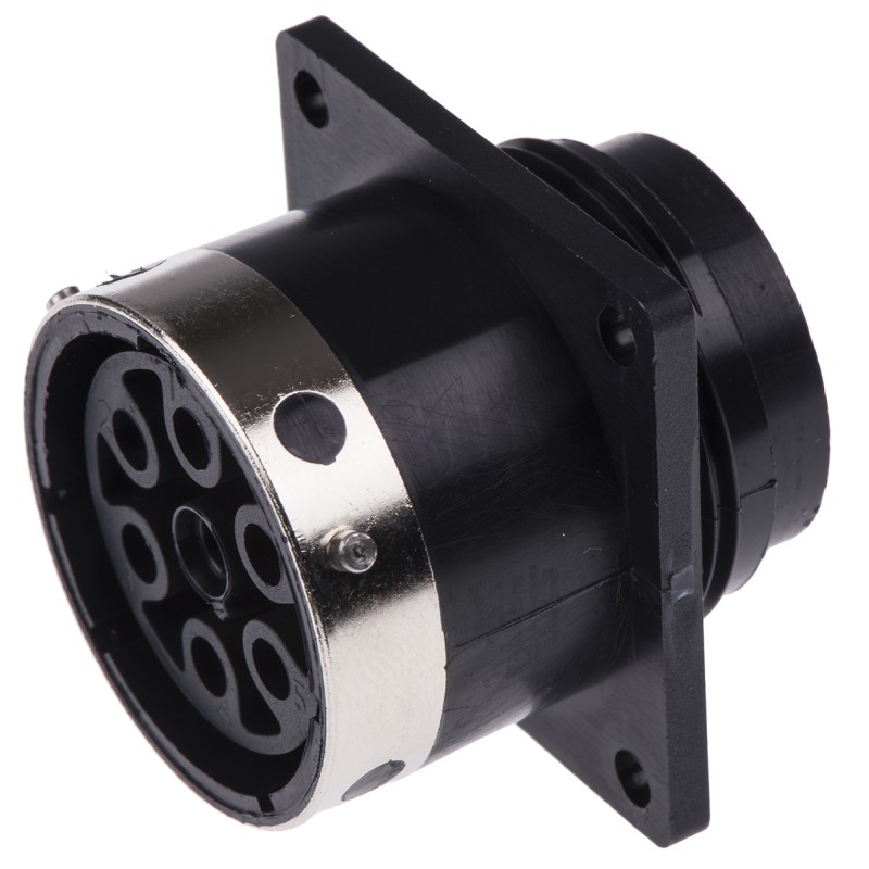 1 pcs - ITT Cannon Circular Connector, 7 Contacts, Panel Mount, Socket, Female, IP65, Trident Ringlock Series