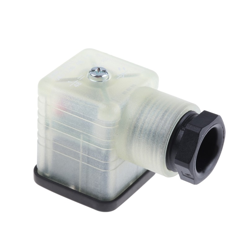 1 pcs - Hirschmann GDML 2P+E DIN 43650 A, Female Solenoid Valve Connector, with Indicator Light, 48 V ac/dc Voltage