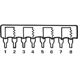 150 pcs - 4608X-102-101LF Bourns, 4600X 100Ω ±2% Isolated Resistor Array, 4 Resistors, 1W total, SIP, Through Hole