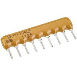 150 pcs - 4609X-101-104LF Bourns, 4600X 100kΩ ±2% Bussed Resistor Array, 8 Resistors, 1.13W total, SIP, Through Hole