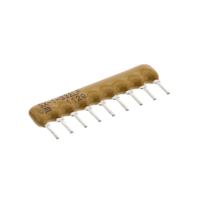 150 pcs - 4609X-101-332LF Bourns, 4600X 3.3kΩ ±2% Bussed Resistor Array, 8 Resistors, 1.13W total, SIP, Through Hole
