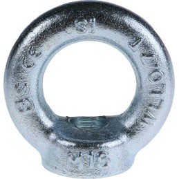 1 pcs - RS PRO Carbon Steel Eye Nut, M16 Thread, 35mm Internal Eye Diameter, 63mm Outer Eye Diameter, 0.7t Load