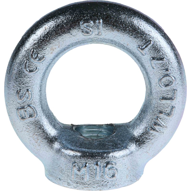 1 pcs - RS PRO Carbon Steel Eye Nut, M16 Thread, 35mm Internal Eye Diameter, 63mm Outer Eye Diameter, 0.7t Load
