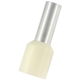 100 pcs - RS PRO Insulated Crimp Bootlace Ferrule, 12mm Pin Length, 4.9mm Pin Diameter, 10mm² Wire Size, Ivory