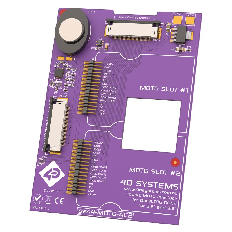 1 pcs - 4D Systems MOTG AC2 Interface Board with 2 MOTG Slots for gen4 LCD Displays