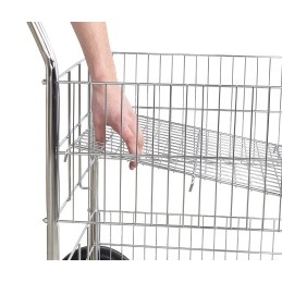 1 pcs - RS PRO 2 Shelf Chrome Plated Steel Adjustable Shelf Trolley, 840 x 650mm, 120kg Load