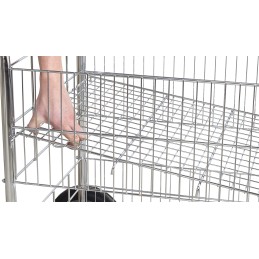 1 pcs - RS PRO 2 Shelf Chrome Plated Steel Adjustable Shelf Trolley, 840 x 650mm, 120kg Load