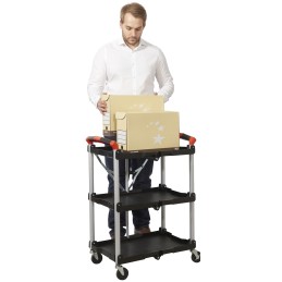1 pcs - RS PRO 3 Shelf Aluminium Folding Trolley, 670 x 430mm, 8kg Load
