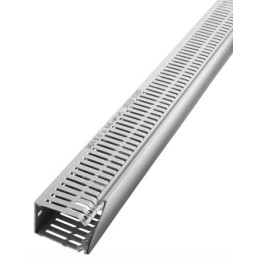 12 pcs - RS PRO Grey Slotted Panel Trunking - Open Slot, W100 mm x D80mm, L2m, PVC