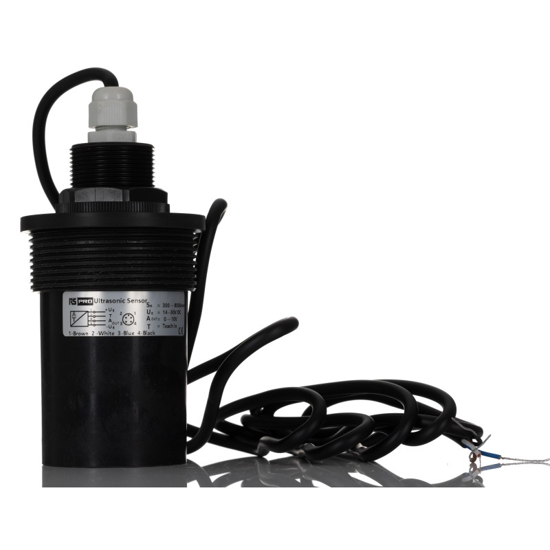 1 pcs - RS PRO Ultrasonic Level Sensor, 0 - 10 V Output, Threaded, PVDF Body