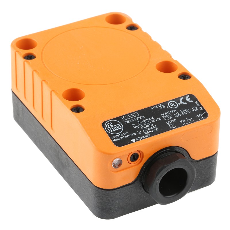 1 pcs - ifm electronic Inductive Block-Style Proximity Sensor, 40 mm Detection, 20 - 250 V ac/dc, IP65