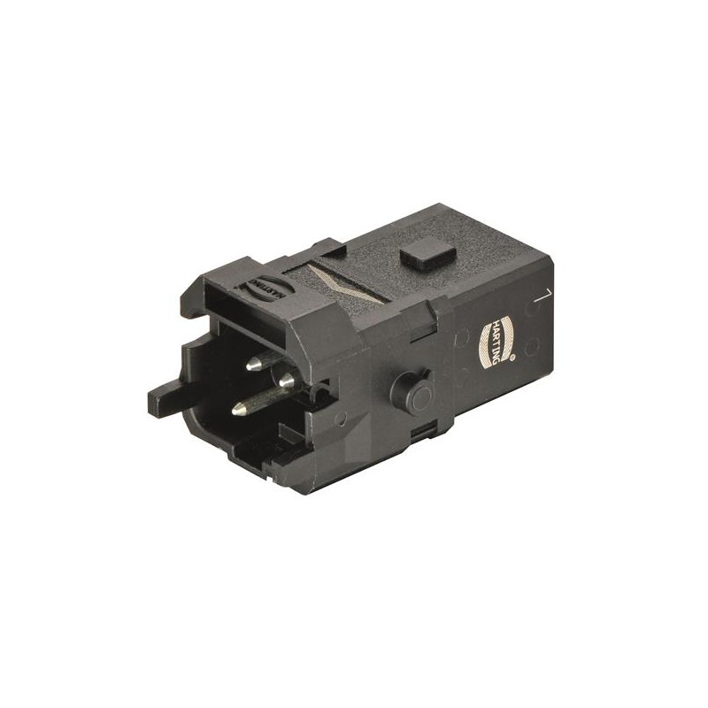 1 pcs - HARTING Heavy Duty Power Connector Insert, 10A, Male, Han 1A Series, 2 Contacts