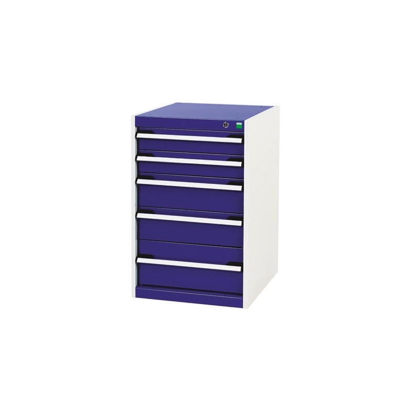 1 pcs - Bott 5 Drawer Storage Unit, Steel, 800mm x 525mm x 650mm, Blue, Grey