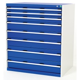 1 pcs - Bott 8 Drawer Storage Unit, Steel, 1200mm x 1050mm x 750mm, Blue, Grey