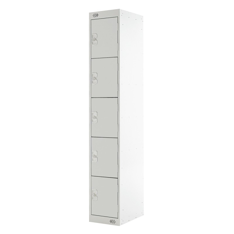1 pcs - RS PRO 5 Door Steel Light Grey Storage Locker, 1800 mm x 300 mm x 450mm