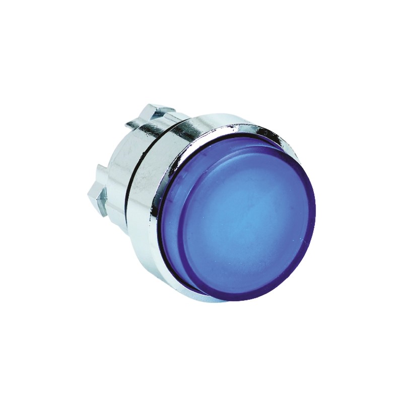 1 pcs - Schneider Electric Harmony XB4 Series Blue Illuminated Spring Return Push Button Head, 22mm Cutout, IP66, IP69K