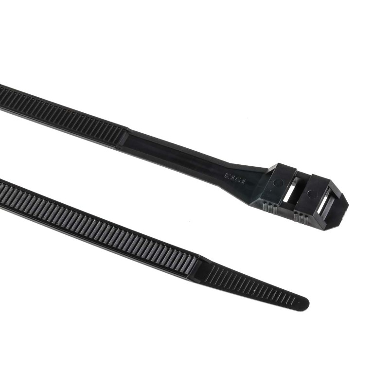 1 Bag of 100 - RS PRO Cable Tie, Double Locking, 300mm x 9 mm, Black Nylon, Pk-100
