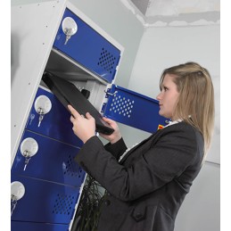 1 pcs - RS PRO 10 Door Vented Mild Steel Blue Laptop Charging Locker, 1800 mm x 450 mm x 450mm