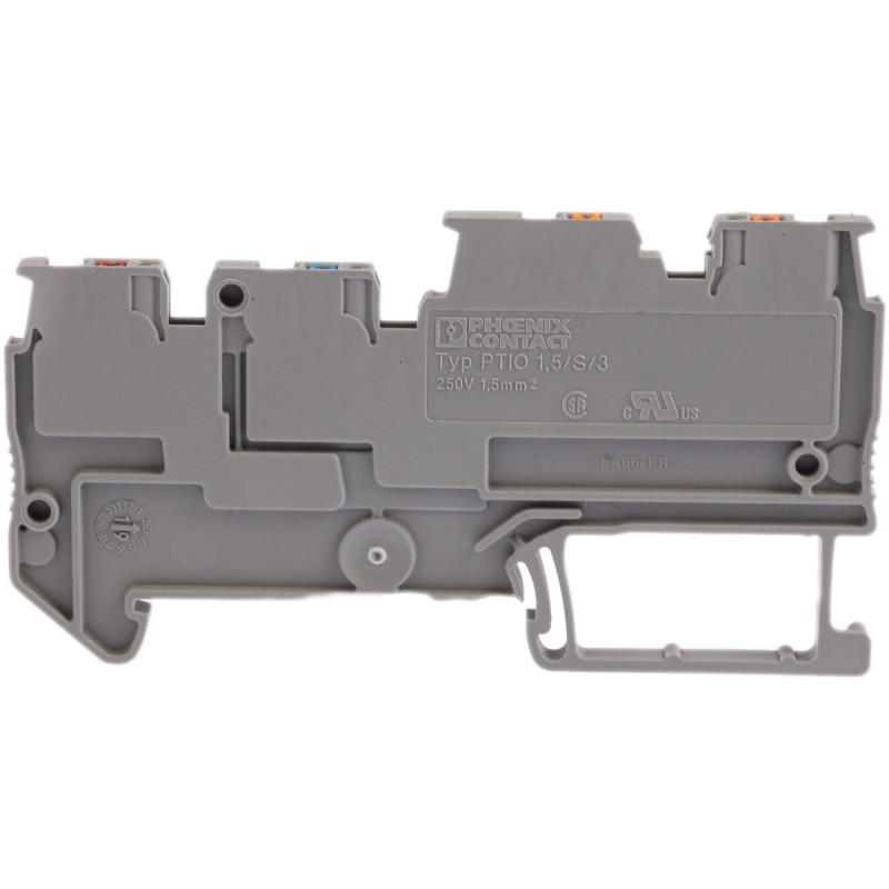 5 pcs - Phoenix Contact PTIO 1.5/S/3 Series Grey DIN Rail Terminal Block, 1.5mm², Triple-Level, Push In Termination