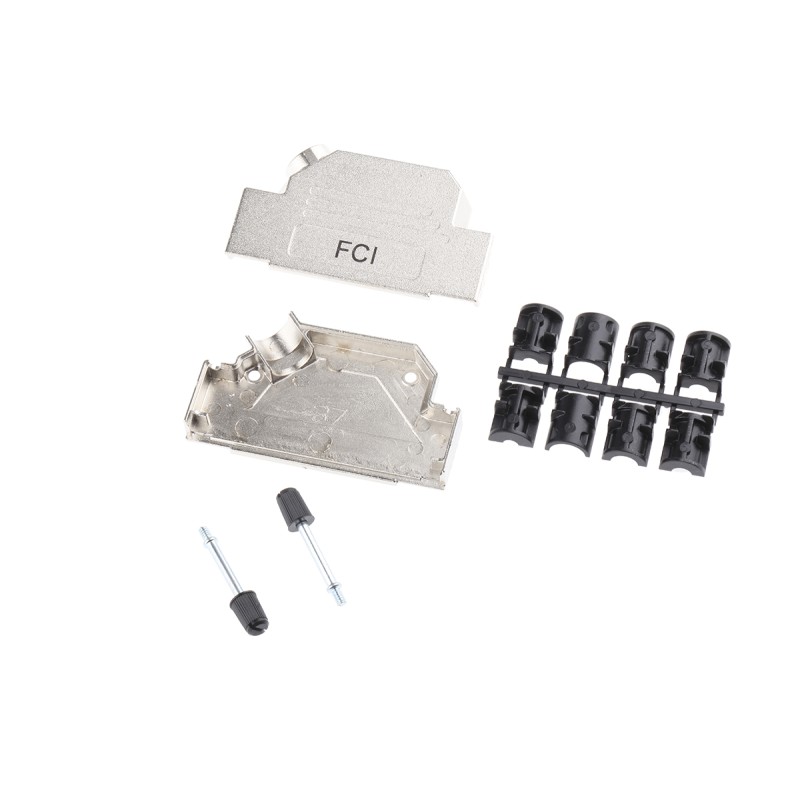 1 pcs - Amphenol ICC 8655MHR Series Die Cast Zinc Angled D Sub Backshell, 37 Way, Strain Relief